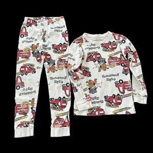 MayKids Size 6 Unisex Honorable Hero Firetruck Pajamas PJ Set Cat Dog Sleepwear
